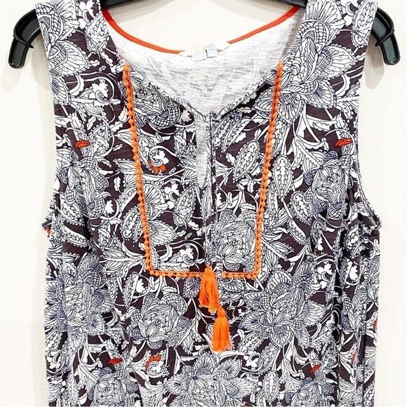 Boden Floral Boho A-Line Dress Size 12 Brown Orange White Sleeveless Casual - Picture 5 of 9